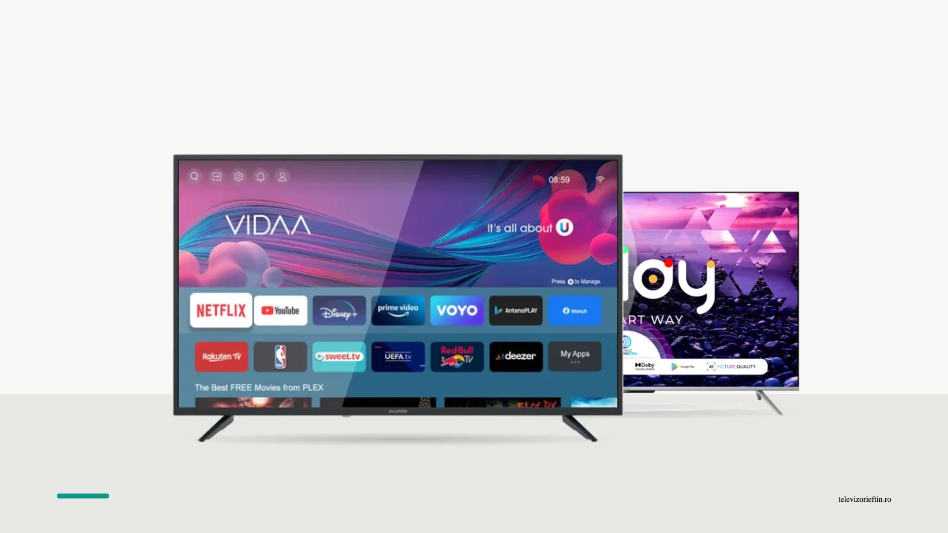 Doua televizoare Allview cu sisteme diferite, VIDAA si Android