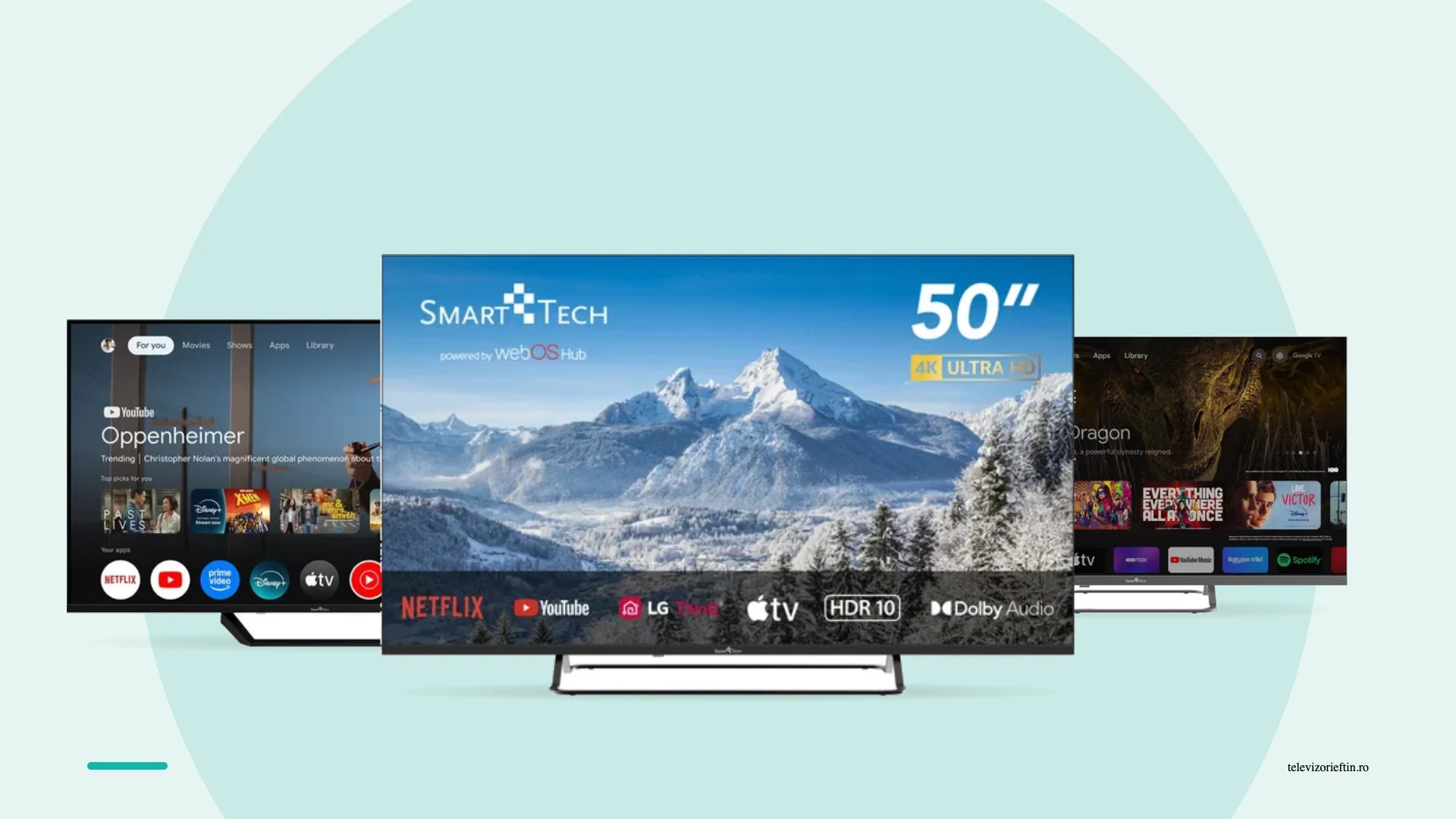 Televizoare Smart Tech ieftine de pe eMAG, cu Google TV si 4K