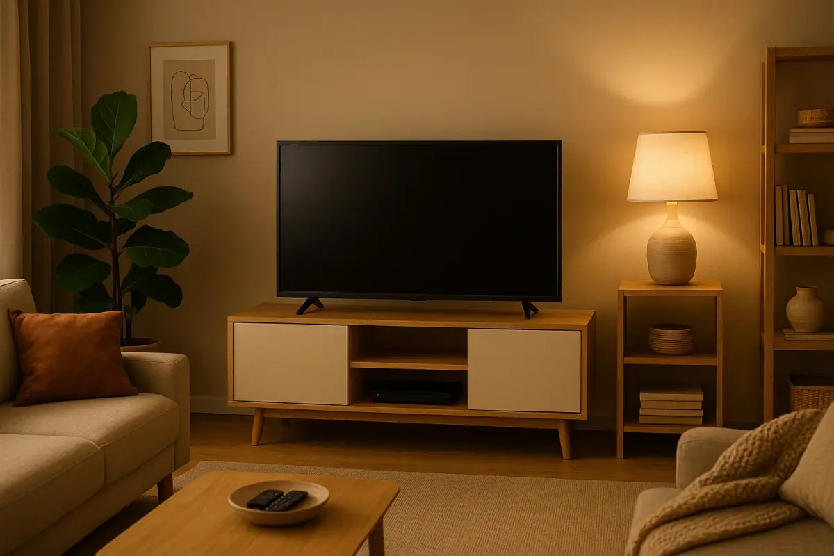 Cum alegi un televizor ieftin si bun in 2026 - living modern cu TV LED