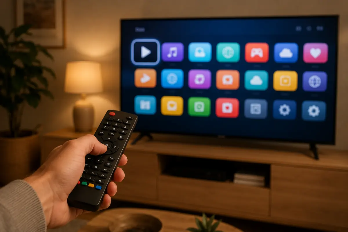 Interfata de Smart TV pe un televizor de 40 inch