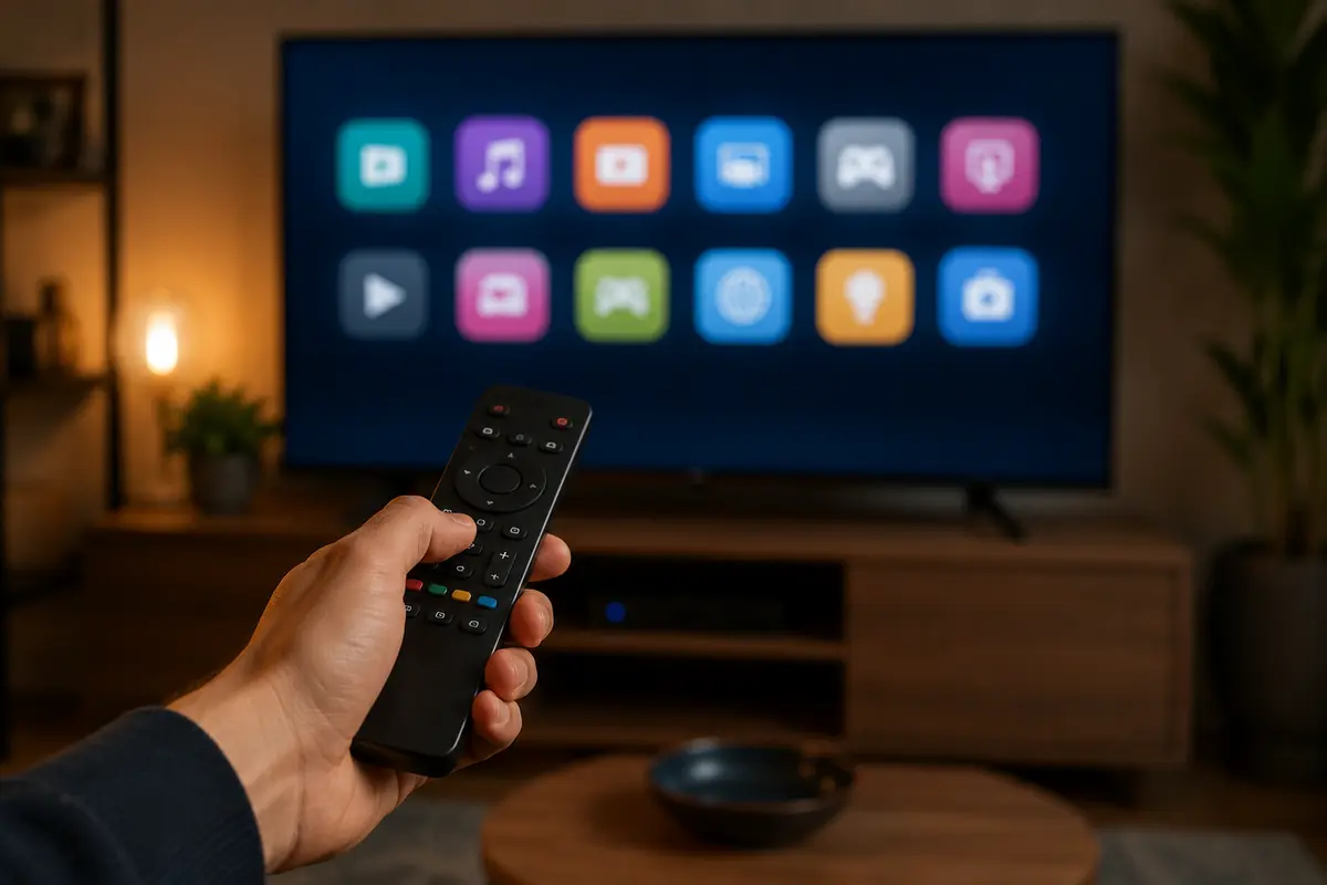 Interfata de Smart TV pe un televizor 4K