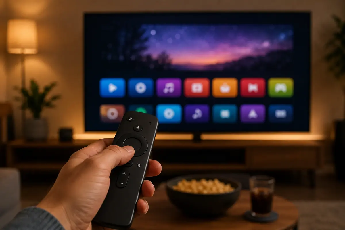 Interfata de Smart TV pe un televizor de 50 inch