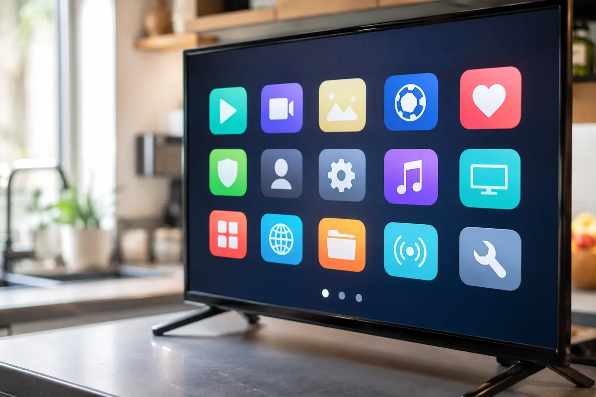 Interfata de smart TV pe un televizor de bucatarie