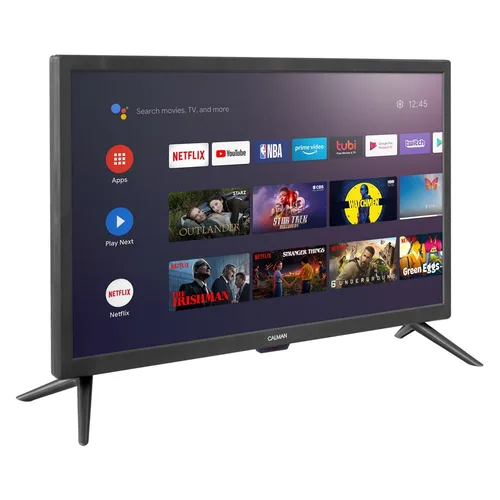 Smart televizor Calman, 12V / 220V, Android, LED, Full HD, 24 inchi, caravana, rulota, tir, Negru