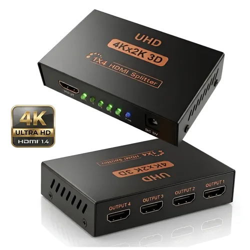 Splitter HDMI 1x4 4K cu amplificator Staryon, 1 intrare, 4 iesiri