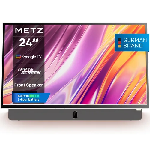 Televizor portabil METZ LED 24MPE7000, 60 cm, Smart Google TV, adaptor alimentare 12V, Full HD, Clasa E